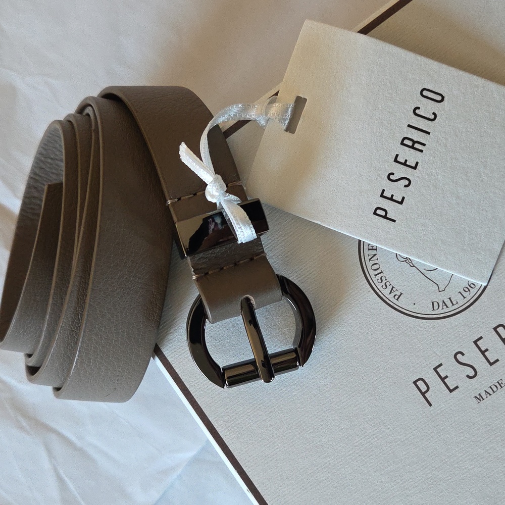 Peserico Brown Leather Belt with Silver Buckle